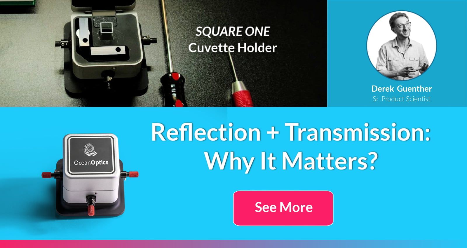 Ocean Optics SquareOne 큐벳 홀더를 이용한 반사·투과 동시 측정 개념 이미지