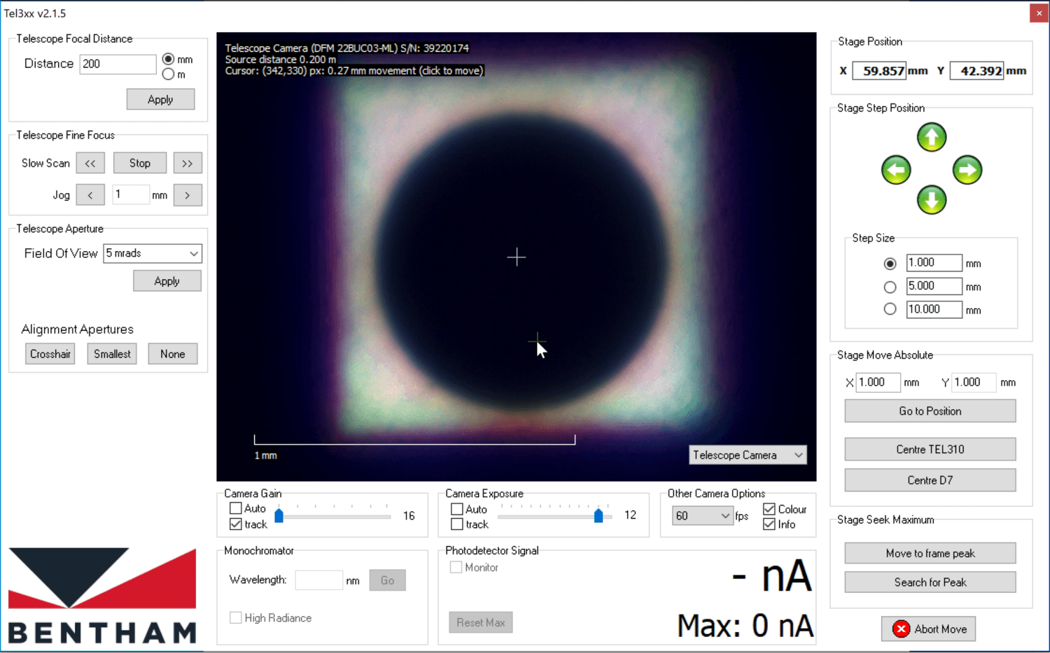 TEL310 internal coaxial camera view